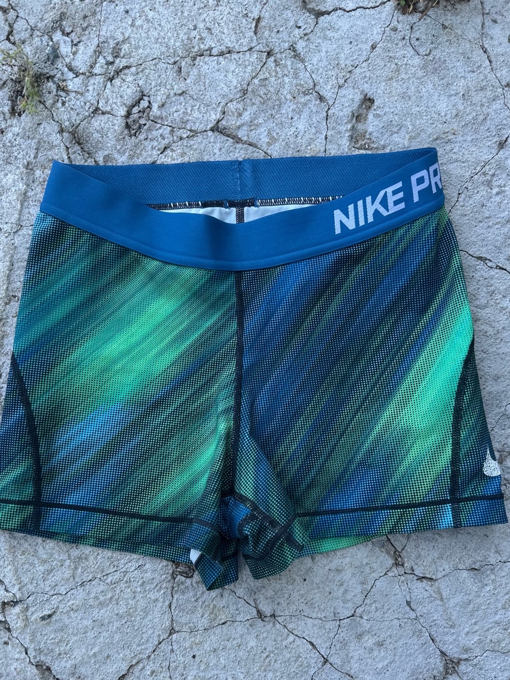 Nike Blue and Green Dri-FIT Compression Shorts